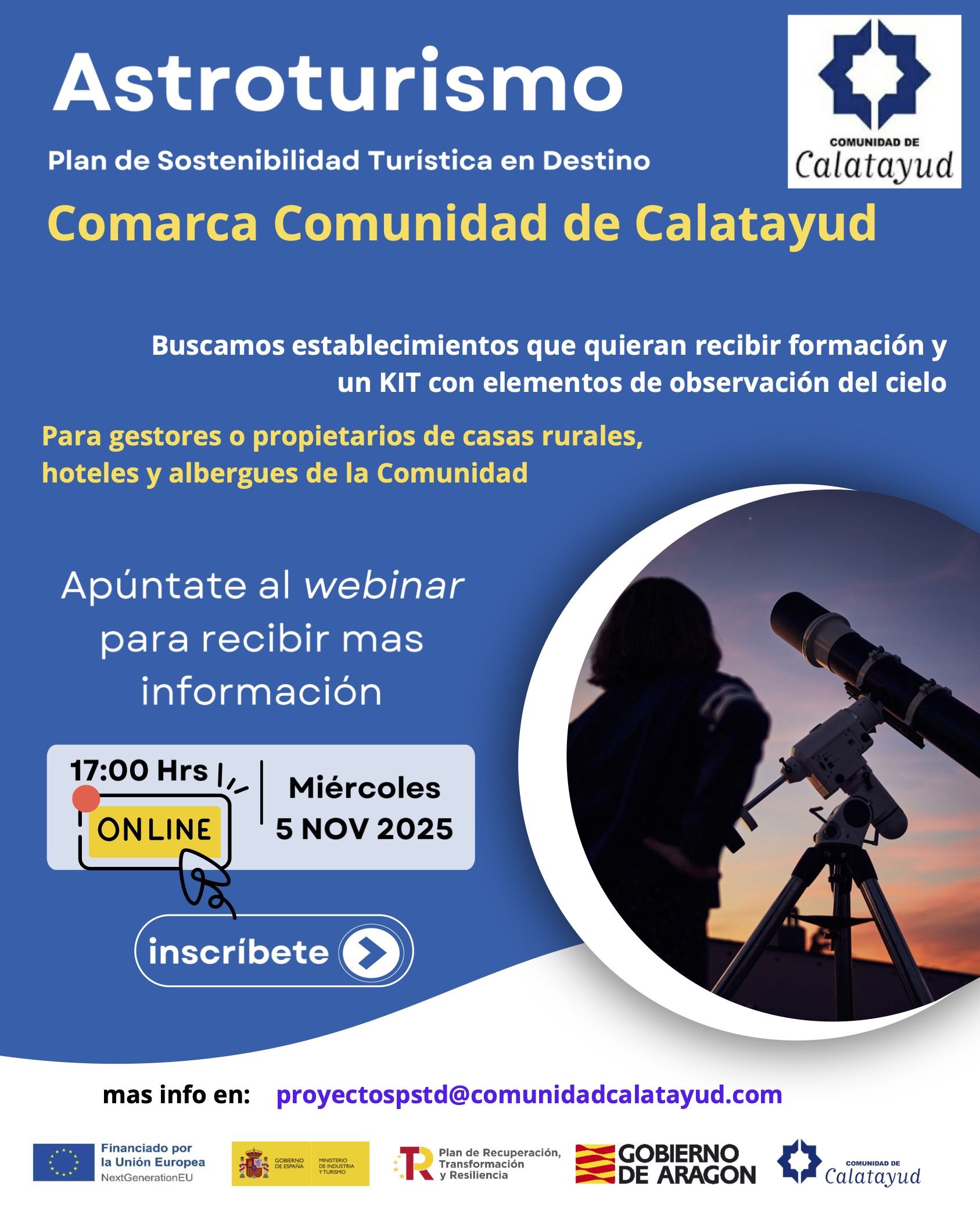 Los alojamientos de la comarca ofrecerán a sus clientes kits de observación del cielo